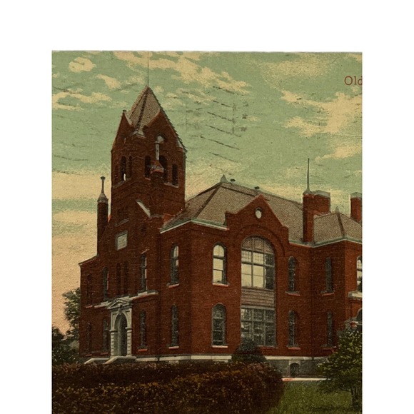 Antique 1919 Litho Ephemera Postcard Old High School Michigan City IN Souvenir - Picture 2 of 8